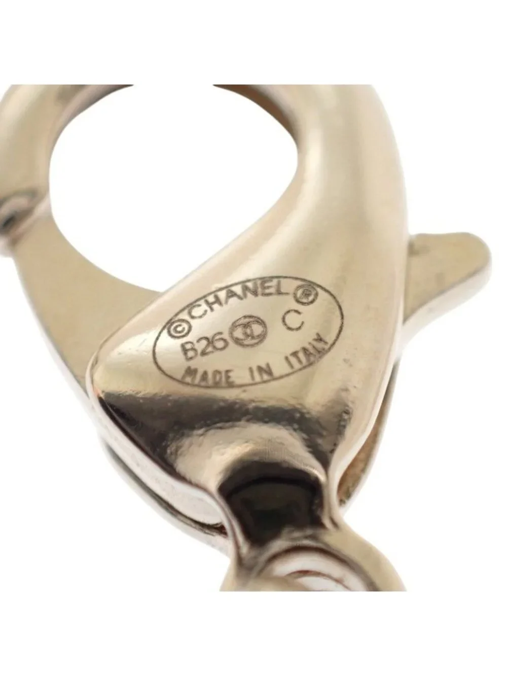 Chanel CC Logo Choker Pendant Metal Leather Strass with Champagne Gold